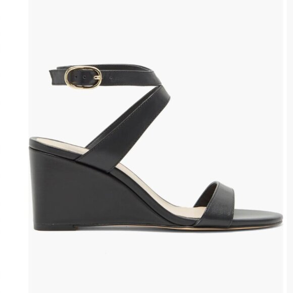 Stuart Weitzman Ava Ankle 75 wedge Sandal in Black Size 8.5 - Picture 2 of 10